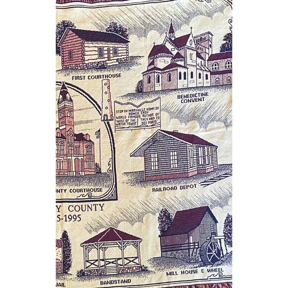 Nodaway County 150th Anniversary Historic Wall Hanging Throw/Blanket/Tapestry - Picture 3 of 5